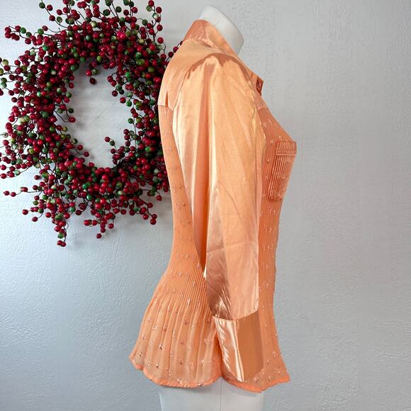 Vintage Piano Blouse Peach melon snap down size large NWT - Picture 2 of 7